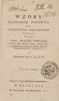 Wzory rachunków domowych dla młodych mężatek, panien i służących