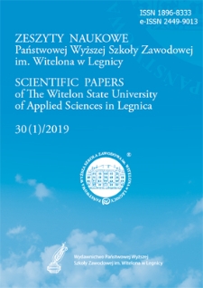 Zeszyty Naukowe Państwowej Wyższej Szkoły Zawodowej im. Witelona w Legnicy, nr 30 (1)/2019