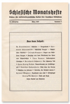 Schlesische Monatshefte : Bl&auml;tter f&uuml;r Nationalsozialistische Kultur des Deutschen S&uuml;dostens. 14. Jahrgang, M&auml;rz 1937, Nummer 3
