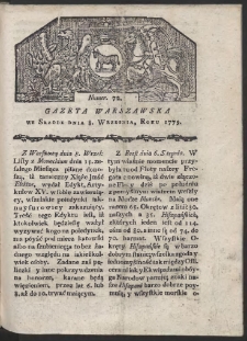 Gazeta Warszawska. R. 1779 Nr 72