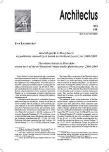 Kościół opacki w Henrykowie na podstawie ratowniczych badań architektonicznych z lat 2008–2009