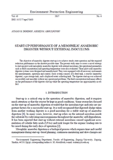 Start-up performance of a mesophilic anaerobic digester without external inoculums