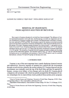Removal of uranium(VI) from aqueous solution by rice husk