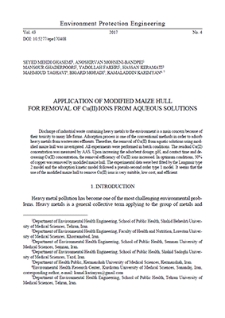 Application of modified maize hull for removal of Cu(II) ions from aqueous solutions