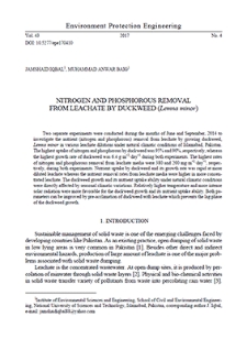 Nitrogen and phosphorous removal from leachate by duckweed (Lemna minor)