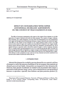 Effect of contamination with copper and mineral or organic amendments on the content of trace elements in soil