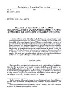 Fraction of heavy metals in sludges from typical coking wastewater treatment plants by modified BCR sequential extraction procedure