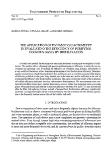 The application of dynamic olfactometry in evaluating the efficiency of purifying odorous gases by biofiltration