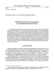 Sorption kinetics of Cd(II) ions on fermented grape marc