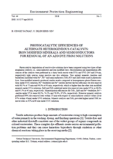 Photocatalytic efficiencies of alternate heterogeneous catalysts: Iron modified minerals and semiconductors for removal of an azo dye from solutions