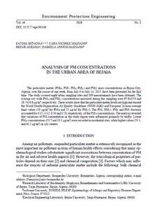 Analysis of PM concentrations in the urban area of Bejaia