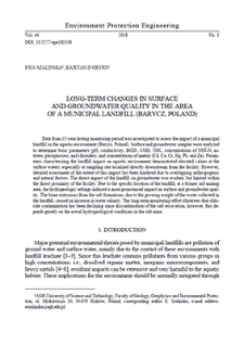 Long-term changes in surface and groundwater quality in the area of a municipal landfill (Barycz, Poland)