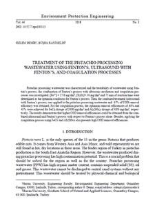 Treatment of the pistachio processing wastewater using Fenton’s, ultrasound with Fenton’s, and coagulation processes