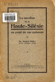 La question de la Haute-Silésie au point de vue polonais