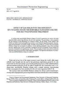 Effect of gas holdup on the efficiency of cyclonic-static microbubble flotation column for oily wastewater treatment