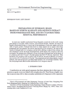 Preparation of hydrogel beads based on sodium alginate and aqueous extract from pomegranate peel and its cyanobacteria removal performance