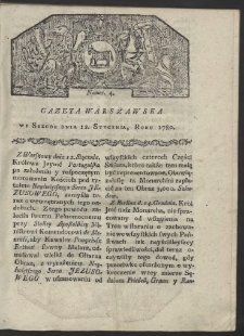 Gazeta Warszawska. R. 1780 Nr 4