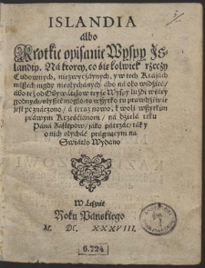 Islandia, albo krótkie opisanie wyspy Islandii