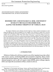 Distribution and ecological risk assessment of heavy metals in roadside soil along the Hemat Highway of Tehran, Iran