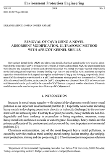 Removal of Cr(VI) using a novel adsorbent modification. Ultrasonic method with apricot kernel shells