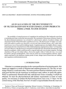 An evaluation of the phytotoxicity of filter backwash water coagulation products from a pool water system