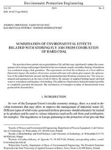 Minimisation of environmental effects related with storing fly ash from combustion of hard coal