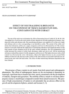 Effect of neutralizing substances on the content of trace elements in soil contaminated with cobalt