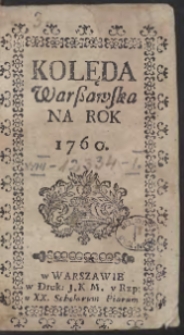 Kolęda Warszawska Na Rok 1760