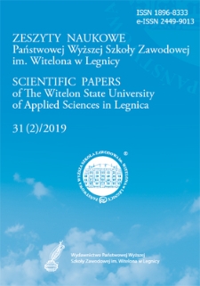 Zeszyty Naukowe Państwowej Wyższej Szkoły Zawodowej im. Witelona w Legnicy, nr 31 (2)/2019