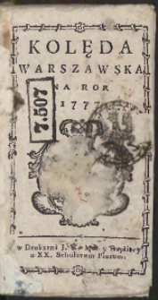 Kolęda Warszawska Na Rok 1777