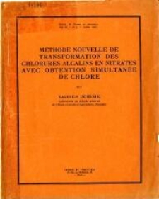 Méthode nouvelle de transformation des chlorures alcalins en nitrates avec obtention simultanée de chlore