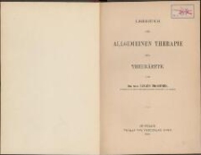 Lehrbuch der allgemeinen Therapie für Thierärzte