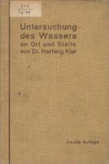 Untersuchung des Wassers an Ort und Stelle. - 2., verb. und verm. Aufl.