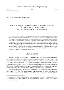 Effectiveness of indicator bacteria removal in vertical flow filters filled with natural materials