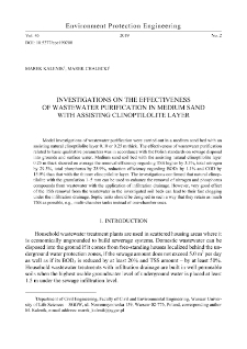 Investigations on the effectiveness of wastewater purification in medium sand with assisting clinoptilolite layer