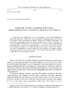 Removal of zinc, cadmium and nickel from mining waste leachate using walnut shells