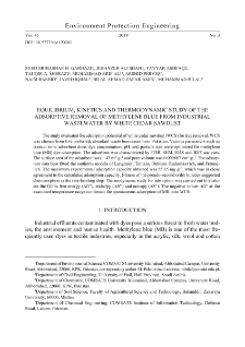 Equilibrium, kinetics and thermodynamic study of the adsorptive removal of methylene blue from industrial wastewater by white cedar sawdust