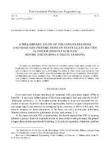 A preliminary study of the concentrations and mass size distributions of particulate matter in indoor sports facilities before and during athlete training