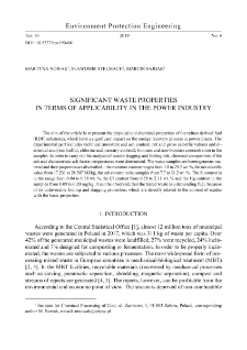 Significant waste properties in terms of applicability in the power industry