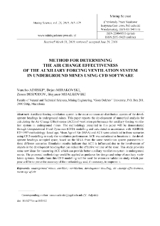 Method for determining the Air Change Effectiveness of the auxiliary forcing ventilation system in underground mines using CFD software