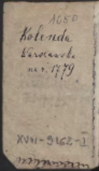 Kolęda Warszawska Na Rok 1779