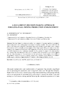 A data driven decision making approach for long-wall mining production enhancement