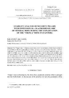 Stability analysis of security pillars with dimension 10 x 10 m fromed by ore of mineral body during the exploitation of the "Trepça" mine in Stantërg