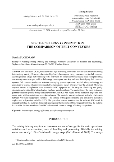 Specific energy consumption - the comparison of belt conveyors