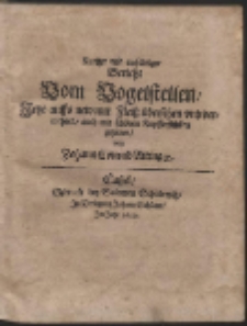 Kurtzer und einfältiger Bericht vom Vogelstellen […]