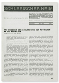 Schlesisches Heim : Monatsschrift der Wohnungsfürsorge-Gesellschaft für Oberschlesien G. m. b. H. und der Schlesisch. Heimstätte Provinziellen Wohnungsfürsorge-Gesellschaft m. b. H. Mitteilungsblatt für die schlesischen Baugenossenschaften. Jahrgang 11, März 1930, Heft 3