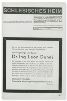 Schlesisches Heim : Monatsschrift der Wohnungsfürsorge-Gesellschaft für Oberschlesien G. m. b. H. und der Schlesisch. Heimstätte Provinziellen Wohnungsfürsorge-Gesellschaft m. b. H. Mitteilungsblatt für die schlesischen Baugenossenschaften. Jahrgang 11, Juli 1930, Heft 7