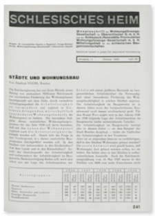 Schlesisches Heim : Monatsschrift der Wohnungsfürsorge-Gesellschaft für Oberschlesien G. m. b. H. und der Schlesisch. Heimstätte Provinziellen Wohnungsfürsorge-Gesellschaft m. b. H. Mitteilungsblatt für die schlesischen Baugenossenschaften. Jahrgang 11, Oktober 1930, Heft 10
