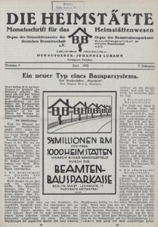 Die Heimst&auml;tte : Monatsschrift f&uuml;r das Heimst&auml;ttenwesen. 7. Jahrgang, Juni 1930, Nummer 6