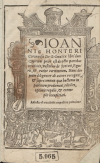 Joannis Honteri Coronensis de Grammatica libri duo